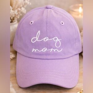 Dog Mom Embroidered Baseball Cap - Lavender